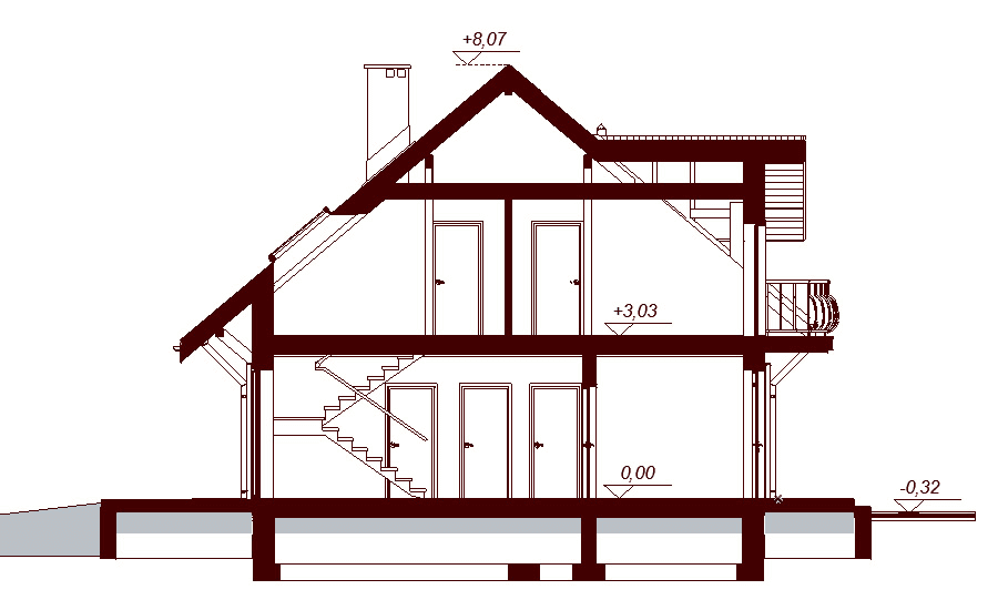 Przekrój projektu domu Armanda