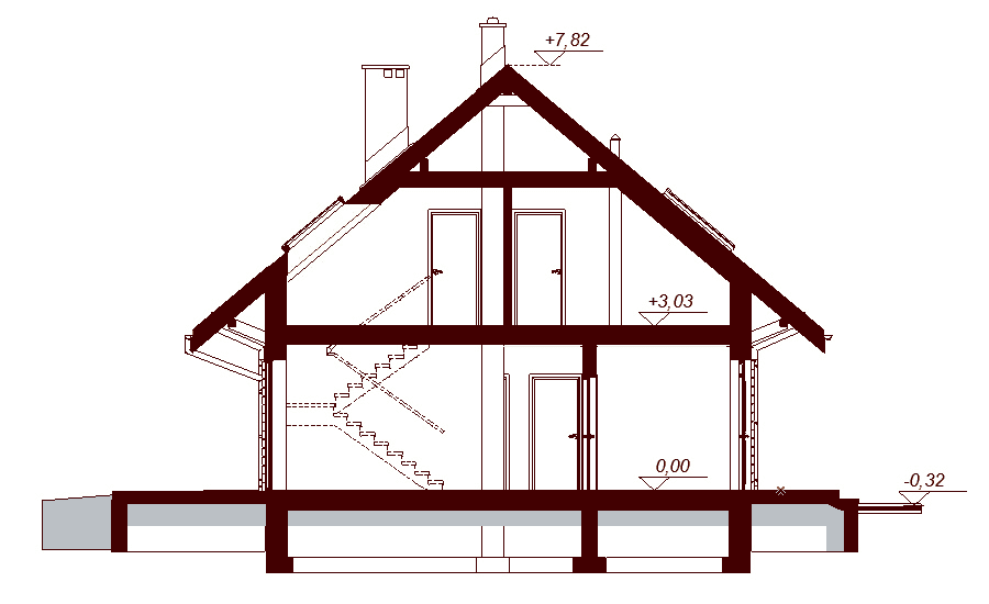 Przekrój projektu domu Armanda mała bis