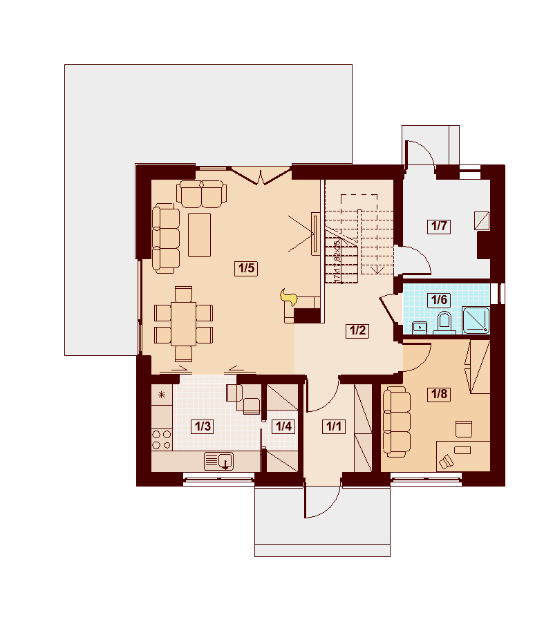 Rzut parteru domu jednorodzinnego Armanda mała bis