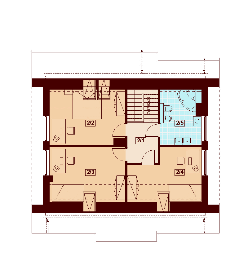 Rzut poddasza domu jednorodzinnego Armanda mała bis