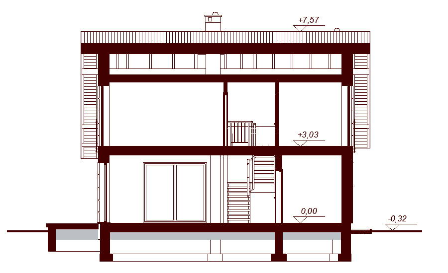 Przekrój projektu domu Armanda XS