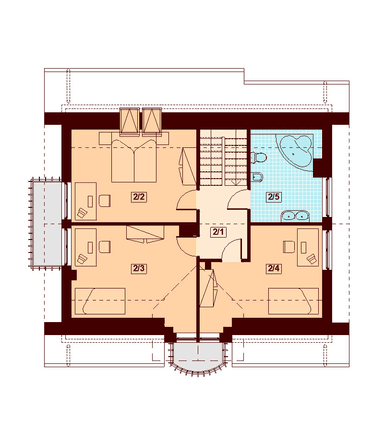Rzut poddasza domu jednorodzinnego Belinda (Armanda z wykuszem)