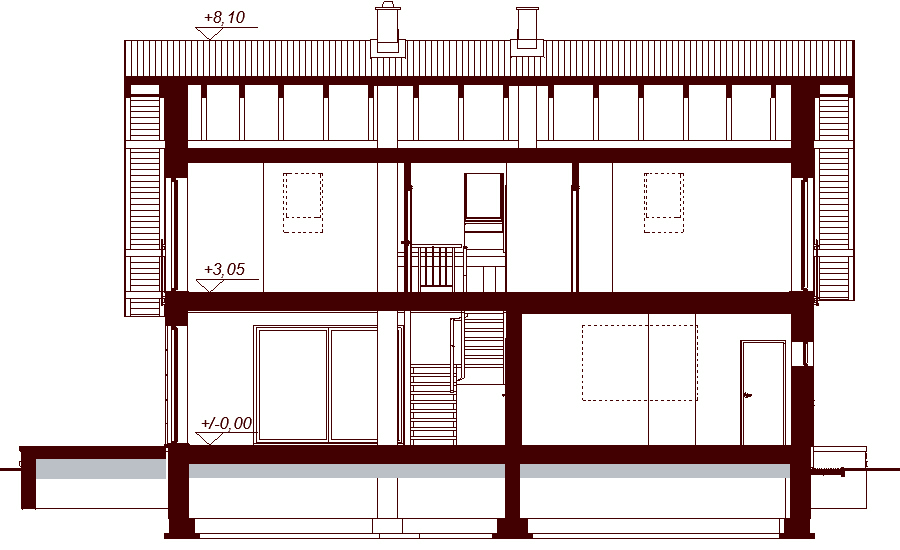 Przekrój projektu domu Darlena mała