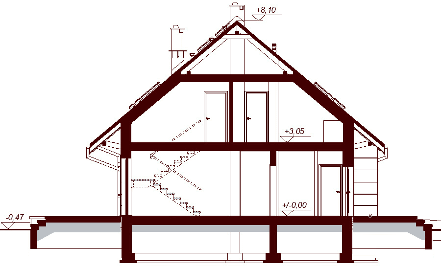 Przekrój projektu domu Darlena mała