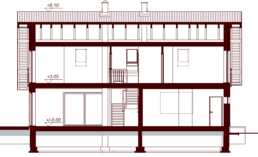 Przekrój projektu domu Darlena XL