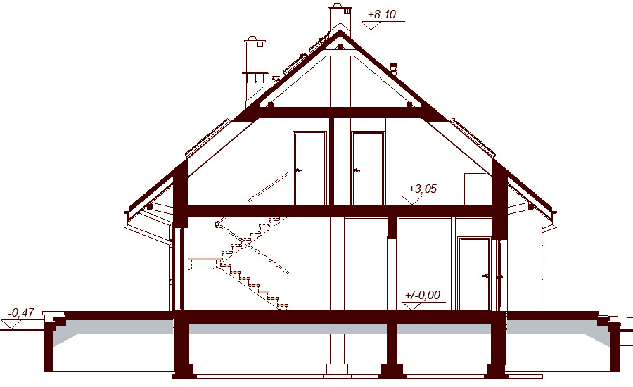 Przekrój projektu domu Darlena XL
