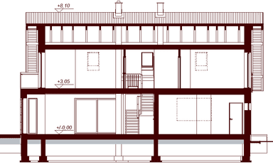Przekrój projektu domu Darlena XL z wykuszem