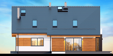 Elewacja ogrodowa dom Darlena XL z wykuszem