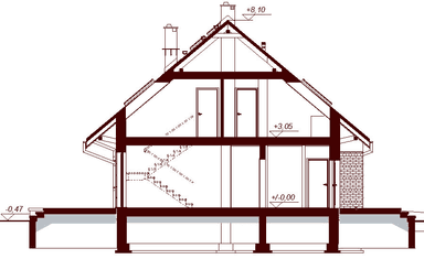 Przekrój projektu domu Darlena XL z wykuszem