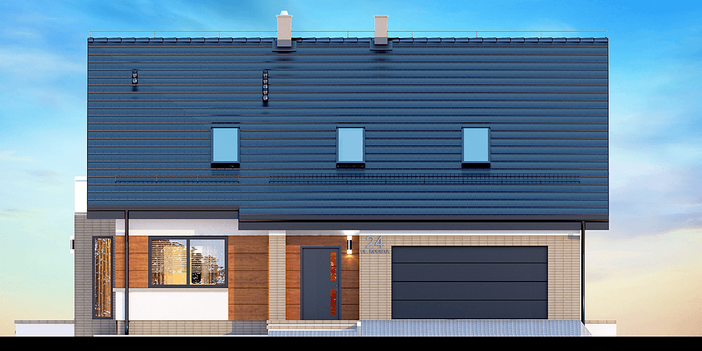 Elewacja frontowa domu jednorodzinnego Darlena z wykuszem