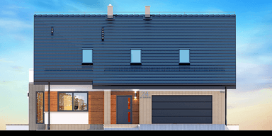 Elewacja frontowa domu jednorodzinnego Darlena z wykuszem