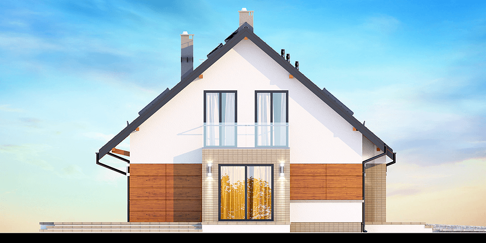 Elewacja boczna domu jednorodzinnego Darlena z wykuszem