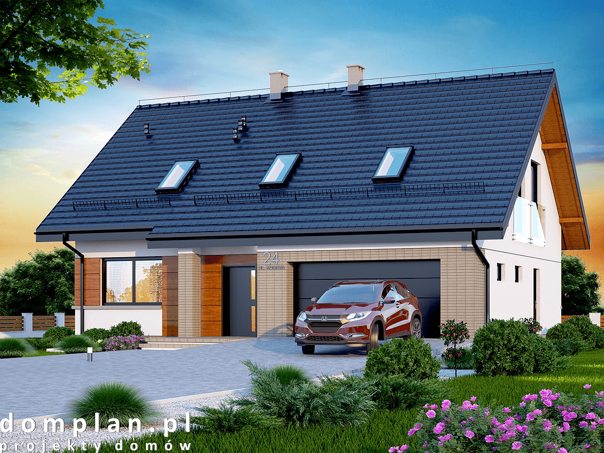 Wizualizacja domu jednorodzinnego Darlena z wykuszem