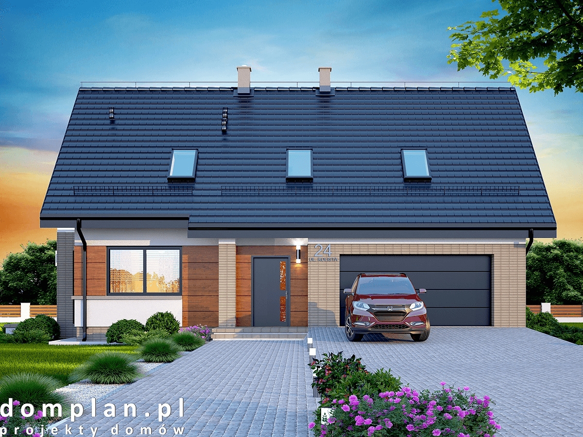 Wizualizacja domu jednorodzinnego Darlena z wykuszem