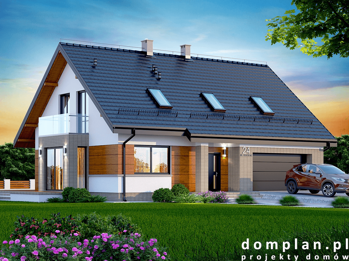 Wizualizacja domu jednorodzinnego Darlena z wykuszem