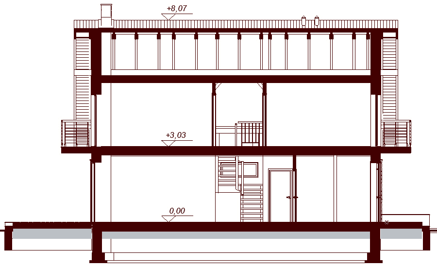 Przekrój projektu domu Diona