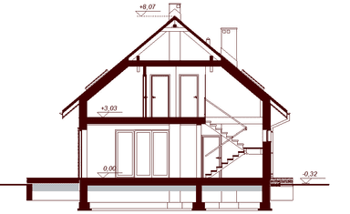 Przekrój projektu domu Diona Bis