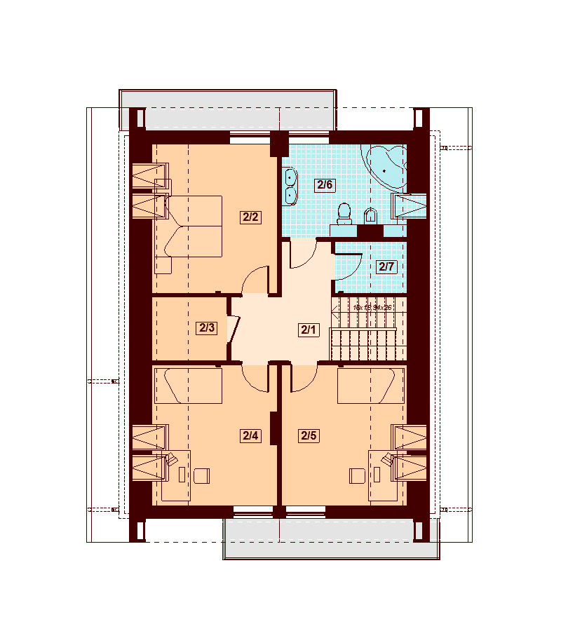 Rzut poddasza domu jednorodzinnego Diona Bis