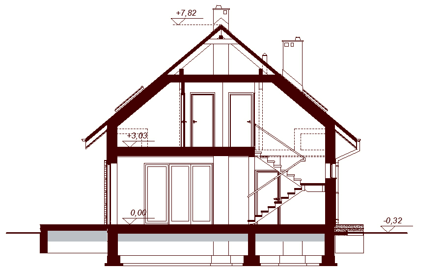 Przekrój projektu domu Diona Mała