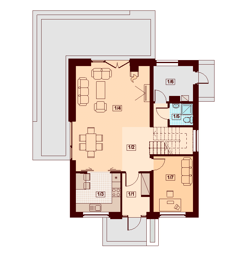 Rzut parteru domu jednorodzinnego Diona Mała