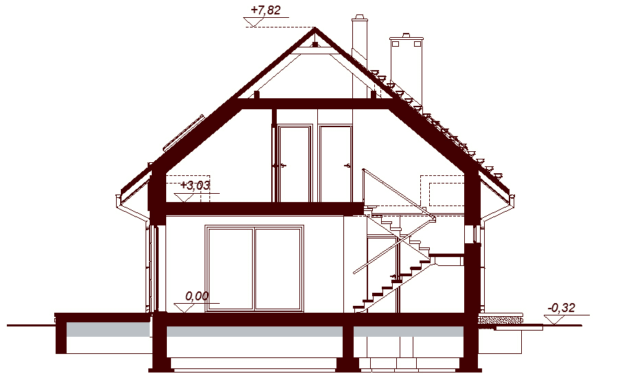 Przekrój projektu domu Diona Mała bis