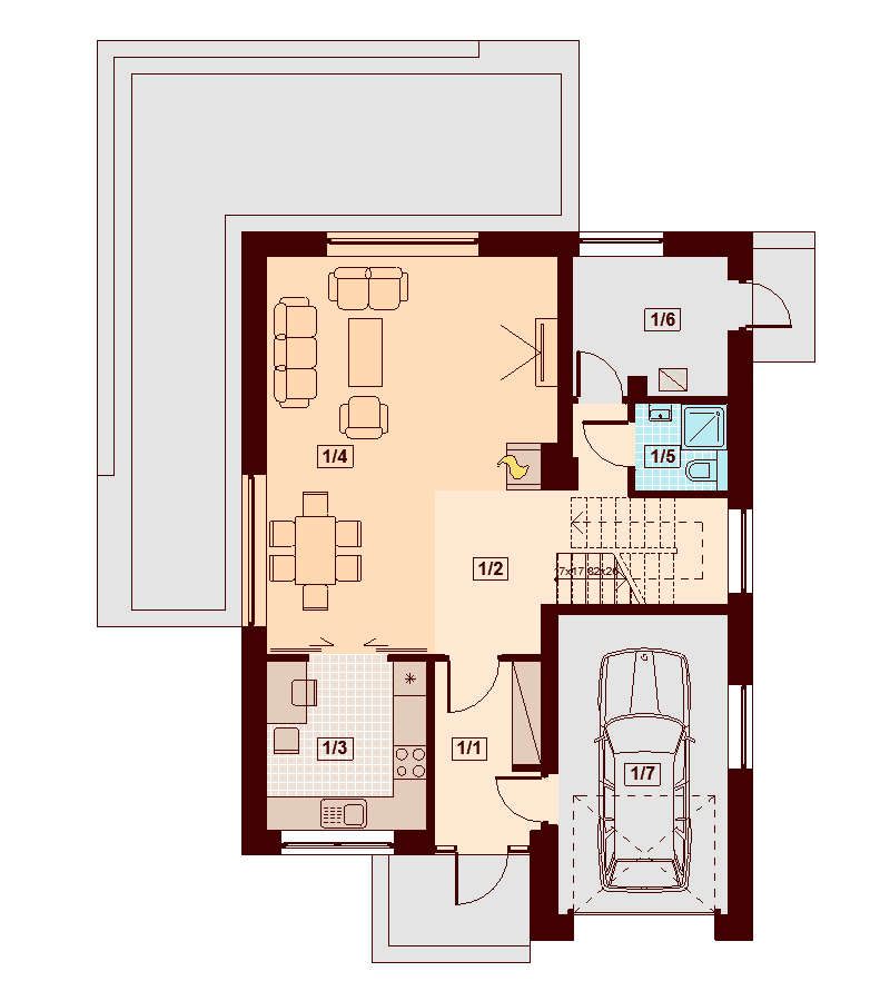 Rzut parteru domu jednorodzinnego Diona Mała bis