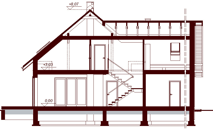 Przekrój projektu domu Galilea 2M