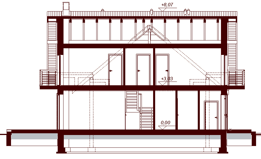 Przekrój projektu domu Galilea 2M