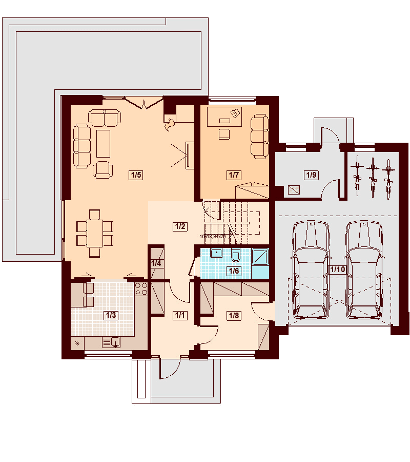 Rzut parteru domu jednorodzinnego Galilea 2M