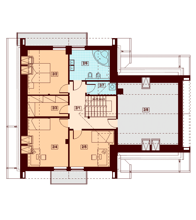 Rzut poddasza domu jednorodzinnego Galilea 2M