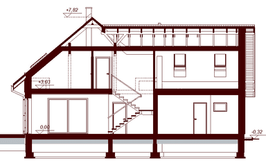 Przekrój projektu domu Galilea Bis 2M