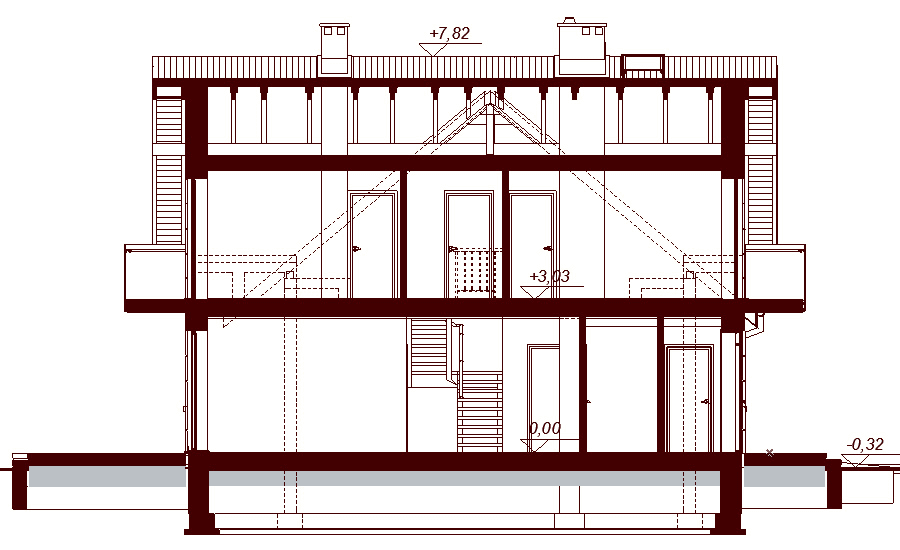 Przekrój projektu domu Galilea Bis 2M