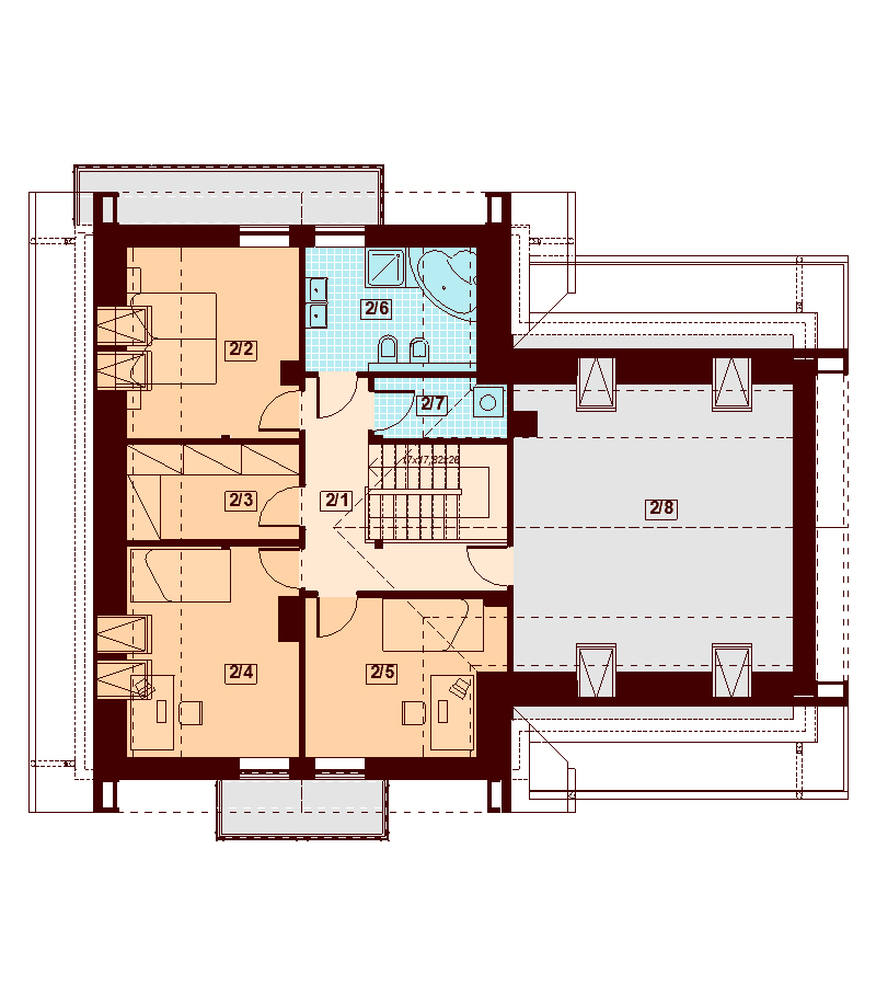 Rzut poddasza domu jednorodzinnego Galilea Bis 2M