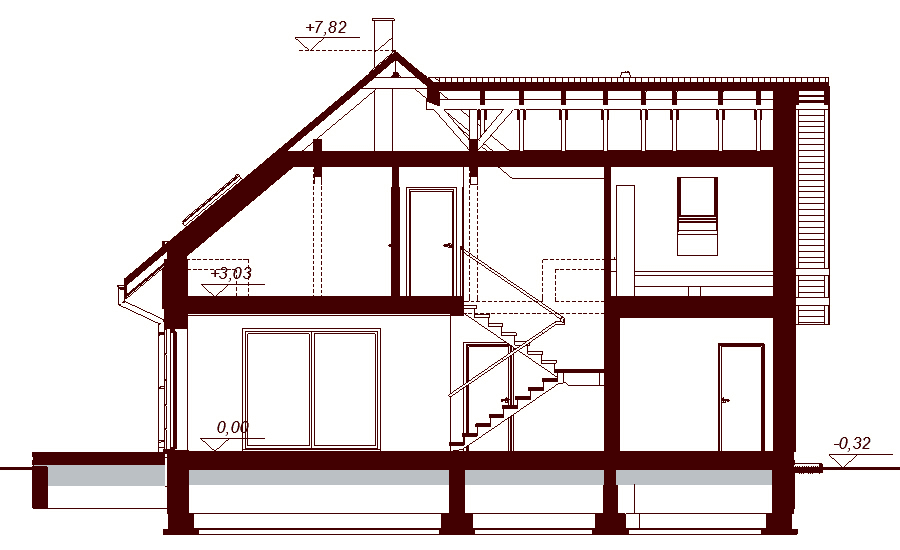 Przekrój projektu domu Galilea Bis