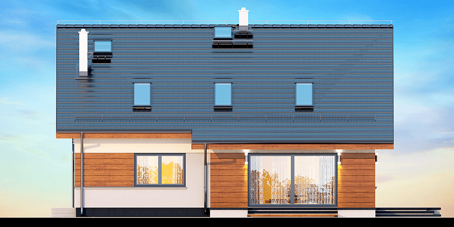 Elewacja ogrodowa domu Kaminero