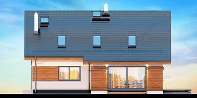 Elewacja ogrodowa domu Kaminero