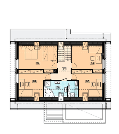 Rzut poddasza domu jednorodzinnego Kaminero