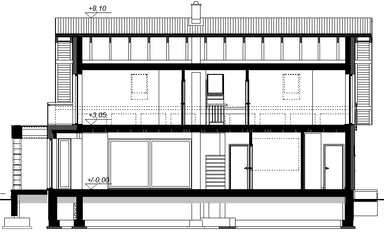 Przekrój projektu domu Kaminera lux