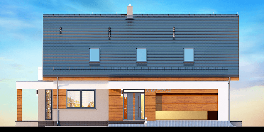 Elewacja ogrodowa domu Kaminero lux