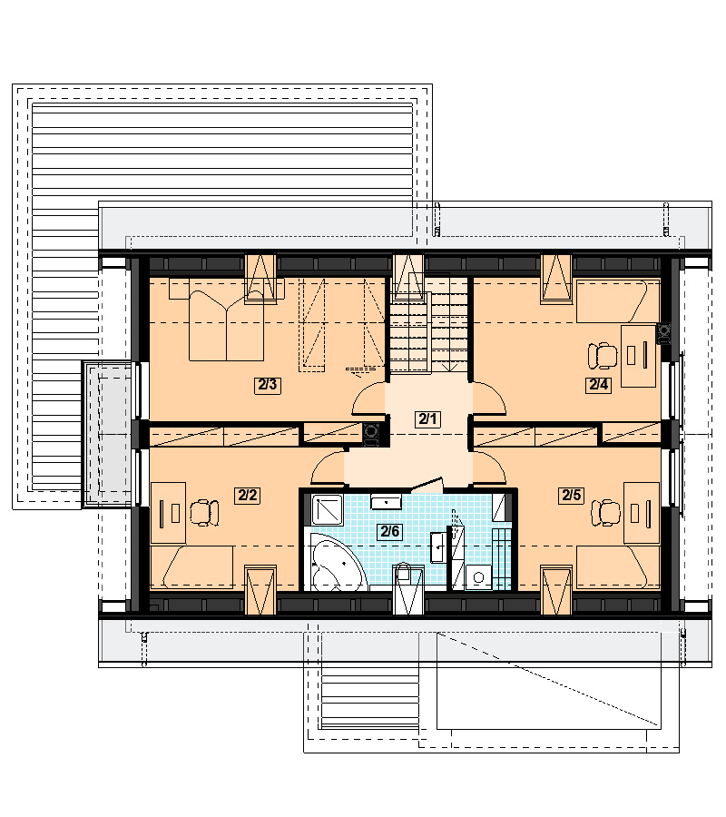 Rzut poddasza domu jednorodzinnego Kaminero lux