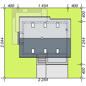 Usytuowanie domu na działce Kaminero z wykuszem
