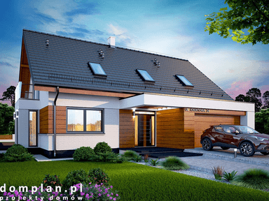 Wizualizacja domu jednorodzinnego Kaminero z wykuszem