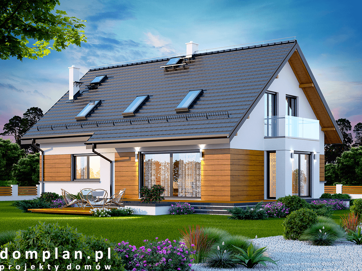 Wizualizacja domu jednorodzinnego Kaminero z wykuszem