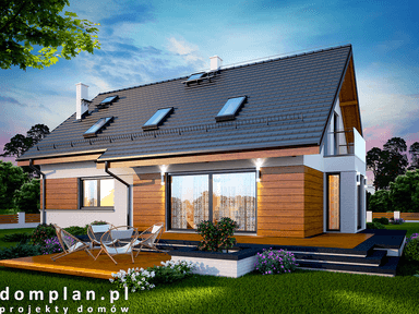 Wizualizacja domu jednorodzinnego Kaminero z wykuszem