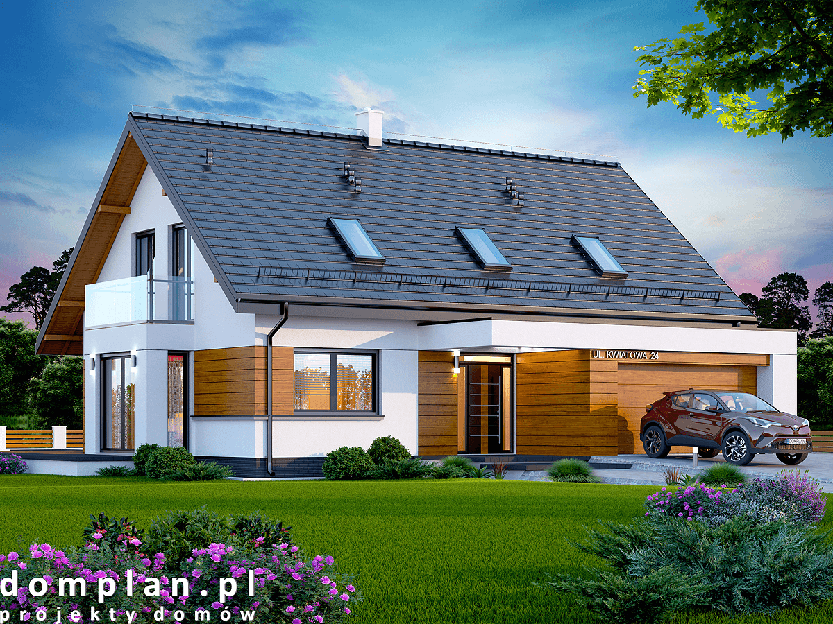 Wizualizacja domu jednorodzinnego Kaminero z wykuszem