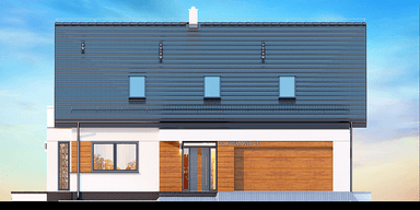 Elewacja frontowa domu Kaminero z wykuszem