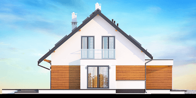 Elewacja boczna domu jednorodzinnego Kaminero z wykuszem