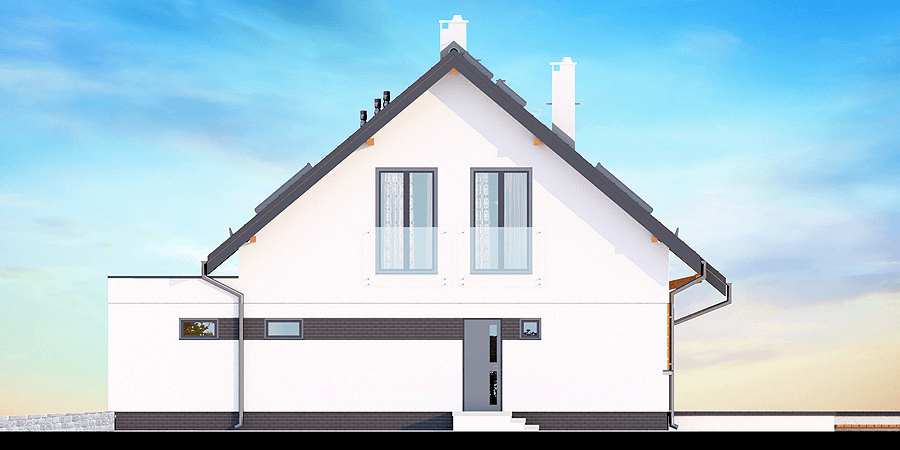 Elewacja boczna domu jednorodzinnego Kaminero z wykuszem