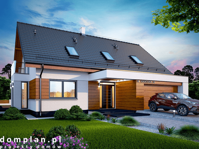 Projekt domu Kaminero z wykuszem