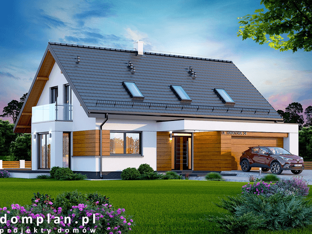 Wizualizacja domu jednorodzinnego Kaminero z wykuszem